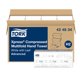 Xpress Compressed Multifold Hand Towel White H by Tork – 9.45in x 8.3in, Paper, White, Model 424834