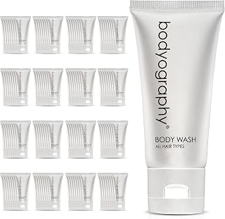 World Amenities Bodyography blanc- Bulk Body Wash | 50 Count, 1.4oz | Vanilla White Tea, Mini Travel Size Toiletries (100% Recyclable Tube with Flip Top Cap) Hotel Amenities.