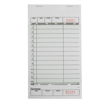 National Checking Company Guest Check Board - 1 Part Green by NCCO – Pack of 2500, Model G4774SP