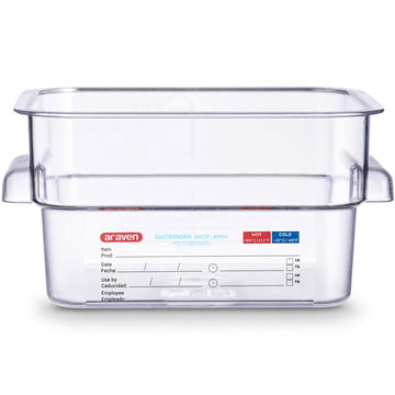 Polycarbonate Square Food Container by Araven – 2 qt, 0.68 cubic_feet, Polycarbonate (PC), Clear, Model 91900