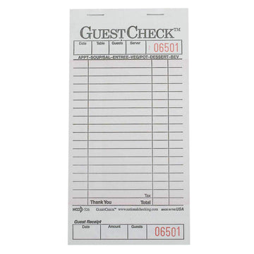 National Checking Company Guest Check Board - 1 Part Pink, 18 Line, 3.5 x 6.75 inch - 2500 per case.