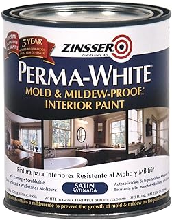 Zinsser 02704 Quart Satin Gloss Perma-White Mildew-Proof Bathroom Paint