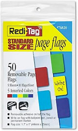 Redi-Tag 76820 Removable Standard Page Flags, 5-Assorted Colors, 50 Flags/Pack