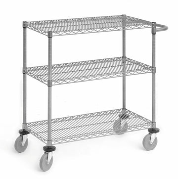 Commercial NSF Mobile Chrome/Silver Steel Utility Wire Cart for Restaurants by HUBERT – Silver - 36"L x 24"W, Alloy Steel, Silver, Model Hubert