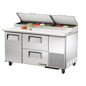 1 Right-Hinged Door 2-Drawer S/S Pizza Prep Table by TRUE – White, Model TPP-60D-2