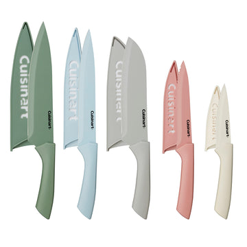 10pc Ceramic Coated Cutlery Set by Cuisinart – 10 Piece Set, Stainless Steel, Pastel Knife Set, Pack of 10, Model C55-10PCER