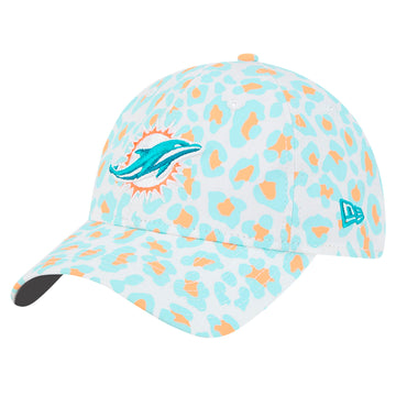 Preschool White Miami Dolphins Active Leopard 9TWENTY Adjustable Hat by New Era – Cotton, Miami Dolphins, White, Model Nfl Preschool Girls Active Leopard 9twenty