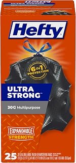 Hefty Ultra Strong 30 Gal Large Trash Bags, Black, Unscented, 25ct