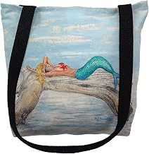 Betsy Drake TY155S 13 x 13 in. Mermaid on Log Left Small Tote Bag Black