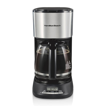 12 Cup Programmable Drip Coffee Maker With 3 Brew Strengths by Hamilton Beach – 12 Cups, 60.0 fluid_ounces, te Glass, Matte Black, Model 46280J