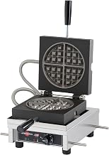Krampouz Commercial Round Waffle Maker, Cast Iron Plates | 90° opening design, cast iron plates, adjustable thermostat 50-300°C, stainless steel construction