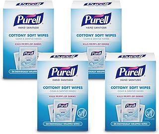 Purell Cottony Soft Hand Sanitizing Wipes, Scented, 4pk x 24ct, 9029-04-CMR