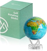 MOVA Self Rotating Globe, Ocean Blue Relief Prestige (8.5") | solar powered globe, no batteries or cords, gift for geography lovers, premium kinetic display, office desk decor