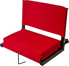 Outdoor Leisure Stadium Chairs for Bleachers with Back Support Products, Extra-Large Ultra-Padded Seat for Complete Comfort, Easy Carry Handle with Adjustable Shoulder Strap,RED,STADREDXL
