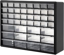 Global Industrial 44 Drawers Plastic Drawer Parts Cabinet, 20" W x 6-1/2"D x 16" H, Black