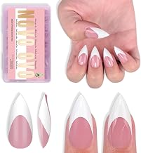 Short Sharp Stiletto White French Tip Nail Tips Press on Berry Pink-16 Sizes PMMA Extra Thick Soft Gel False Nails, 1.5x Stronger Full Cover Acrylic Fake Nails Extension for Salon DIY 160Pcs