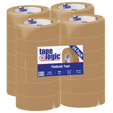 Brown #5300 Flatback Tape by Tape Logic – 1.5 Inches Width x 60 Yards Length, paper, Brown, Pack of 24, Model TLT9465300
