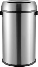 happimess Chuck 17.2 Gal Round Open-Top Trash Can, Platinum Silver