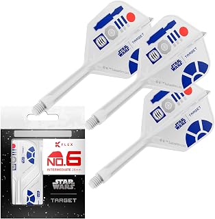 Target Darts Star Wars R2-D2 K Flex Integrated Dart Flights & Shafts | R2D2 Pack of 3 K-Flex, No.2 & No.6 | Short, Intermediate & Medium Disney Kflex Accessories
