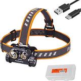 Fenix HM65R Rechargeable Headlamp, 1400 Lumens Dual Beam LED HeadLamp with USB-C Charging, IP68 Waterproof, Lightweight Design for Running, Hiking, Camping, and Work, with Lumentac Organizer
