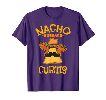 Nacho Average Curtis Personalized Name Funny Taco T-Shirt by Nacho Average Curtis Custom Name – Polyester, Black, Model 8M6T0BZPD2N