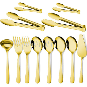 Gisly Serving Utensil Set, 12 Piece Stainless Steel, Golden