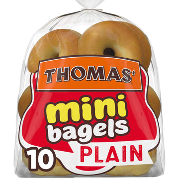 Plain Pre-Sliced Mini Bagels, 10 Count by THOMAS' – Mini