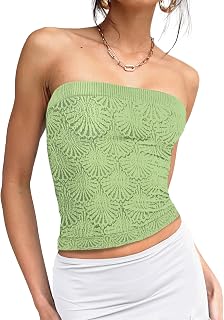 Tube Tops for Women 2026 Going Out Summer Outfits Beach Vacation Clothes Sleeveless Strapless Tank Tops S Green