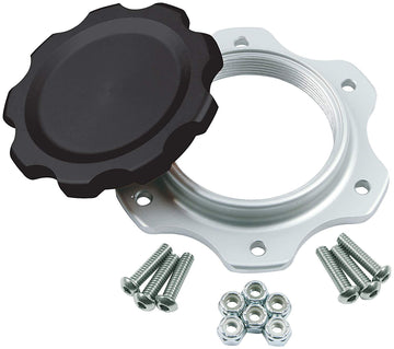 Fuel Cell Cap and Bung JAZ 6-Bolt Black by Allstar Performance – Aluminum, Black, Model ALL40137