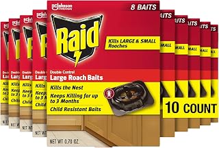 Raid Double Control Large Roach Baits for Indoor Roach Control Child Resistant Bait Stations 8 Count (Pack of 10)