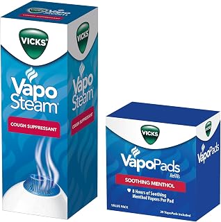 Vicks VapoPads Original Menthol Scent Refill Pads Humidifiers and Sinus Inhaler, 20-Pack VapoSteam Medicated Liquid Camphor Cough Suppressant, Compatible Humidifiers, 8 Oz