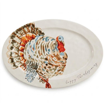 Mud Pie Turkey Platter, Ceramic, Beige 14 x 20.5 Inches
