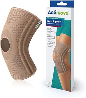 Actimove Everyday Supports Knee Support Open Patella 4 Stays – Helps with Pain Relief and Swelling – For Chronic Knee Pain and Overuse Knee Injuries – Left/Right Wear – Beige, X-Large