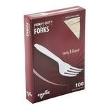 AmerCareRoyal Heavy Weight Unwrapped Disposable Polystyrene Plastic Forks for Restaurants and Catering in Retail Packaging – Paper, Beige, Pack of 1000, Model S1601XCH-C