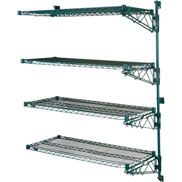 Poly-Green Wall Mount Wire Shelving by Nexel – Alloy Steel, Green