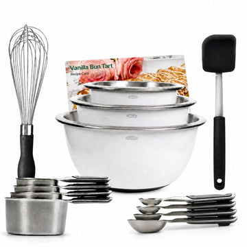 Kitchen Prep Starter Kit - Mixing Bowls by OXO – Starter Kit, 5.0 quarts, Stainless Steel, Clear And Stainless Steel, Model Oxo-kpsk