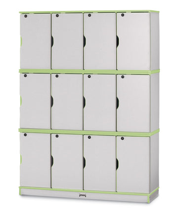 Rainbow Accents Stacking Lockable Lockers - Triple Stack - Key Lime Green by Jonti-Craft – 67" H x 48.5" W x 15" D, Wood, Key Lime, Model 4697JC130