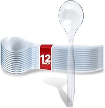 12 Count 10-Inch Disposable Clear Plastic Serving Spoons for Catering, Weddings, Holiday Parties, and Buffets - Large Utensils by Stock Your Home