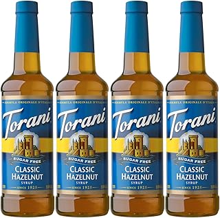 Torani Sugar Free Classic Hazelnut Flavored Drink Syrup, 25.4 fl oz, 4 Pack