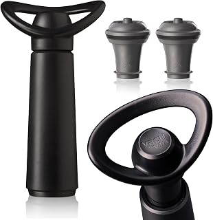Vacu Vin Concerto Wine Saver Pump – Wine Bottle Stopper with 2 Vacuum Stoppers – Preserver Wine Stopper for Red or White Wine – Wine Accessories to Keep Wine Fresh – Black