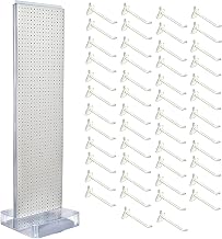 Azar Displays 700770-WHT-6B50 TWO-SIDED PEGBOARD FLOOR DISPLAY NON- REVOLVING ROUND STUDIO BASE. PANEL SIZE: 16" W X 60" H, White, (50-Pack 6" Hooks Included)