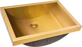 Ruvati 20 x 14 inch Semi-Recessed Drop-in Topmount Brushed Gold Polished Brass Rectangular Bathroom Sink - RVH6211GG