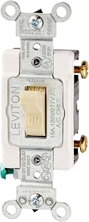 Leviton 15 Amp, 120/277 Volt, Toggle Single-Pole AC Quiet Switch, Commercial Grade, Grounding, CS115-2I, Ivory