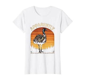 Apparently Vintage Emu Bird Lover Funny Meme T-Shirt by Mademark – White