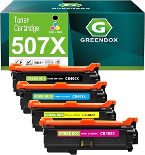 GREENBOX 507A 507X Toner Cartridge CE400X CE401A CE402A CE403A, 4 Pack | 507A Black Cyan Magenta Yellow, Replacement for Enterprise M551 M551n M551dn M575c M575dn M551xh M570dw Printer
