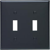 Leviton 2-Gang Toggle Device Switch Wallplate, Standard Size, Thermoplastic Nylon, Device Mount, 80709-E, Black
