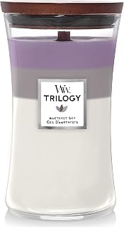 WoodWick Large Hourglass Trilogy Scented Candle with Crackling Wick | Amethyst Sky | Up to 130 Hours Burn Time