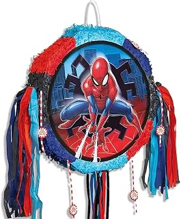 Unique Party Unique Spider-Man Pull String Pinata - 18" x 18.25", 1 Pc