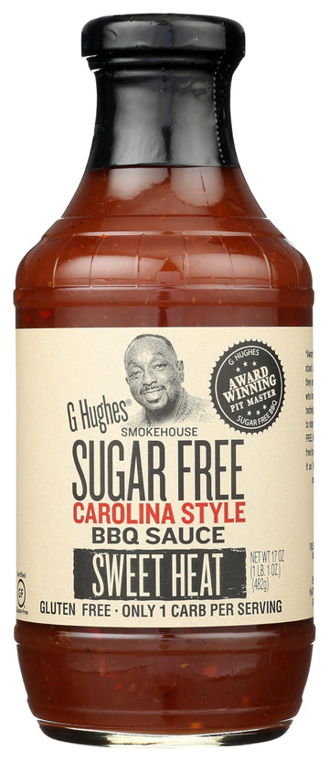 Sugar Free BBQ Sauce 490g by G Hughes – 1.08 Pound (Pack of 1), red