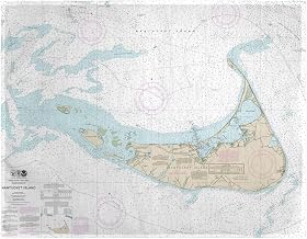 PM13241NI Nantucket Island MA Nautical Map Place Mat - 14 x 18 in. - Set of 4